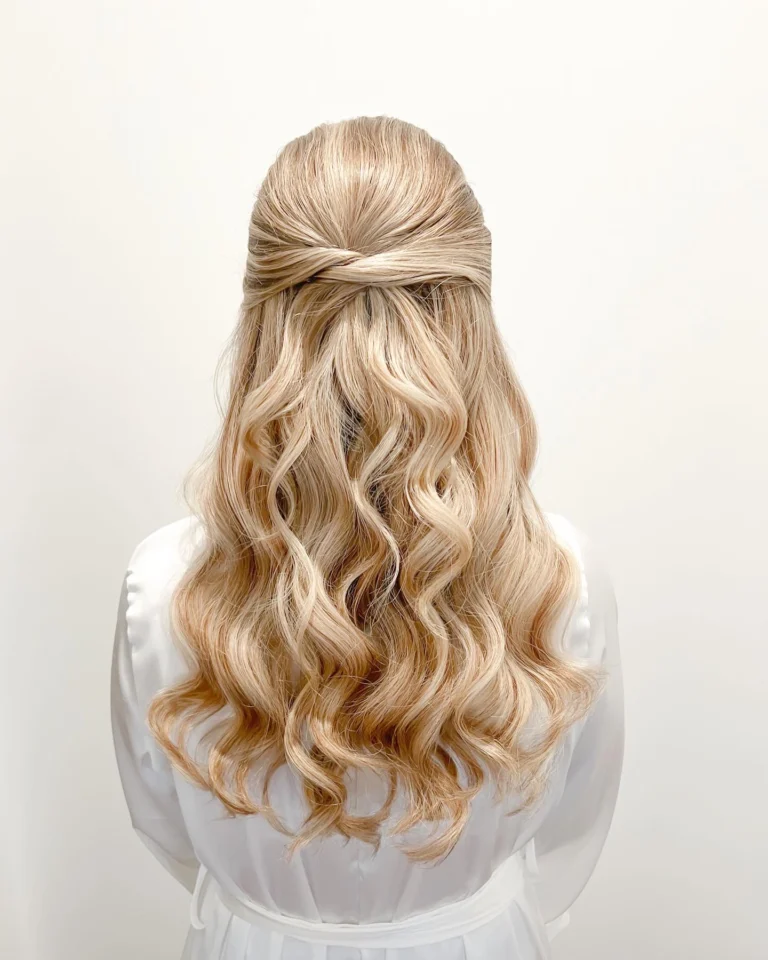 Half up bridal hairstyle with soft waves by Shawna Marie Bridal, Sedona